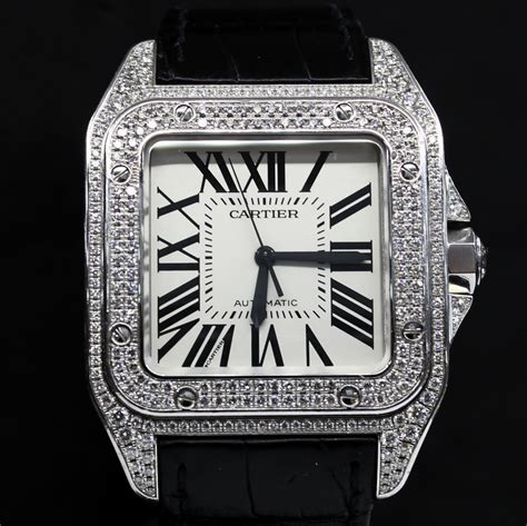 cartier santos 100 diamonds|cartier santos 100 price list.